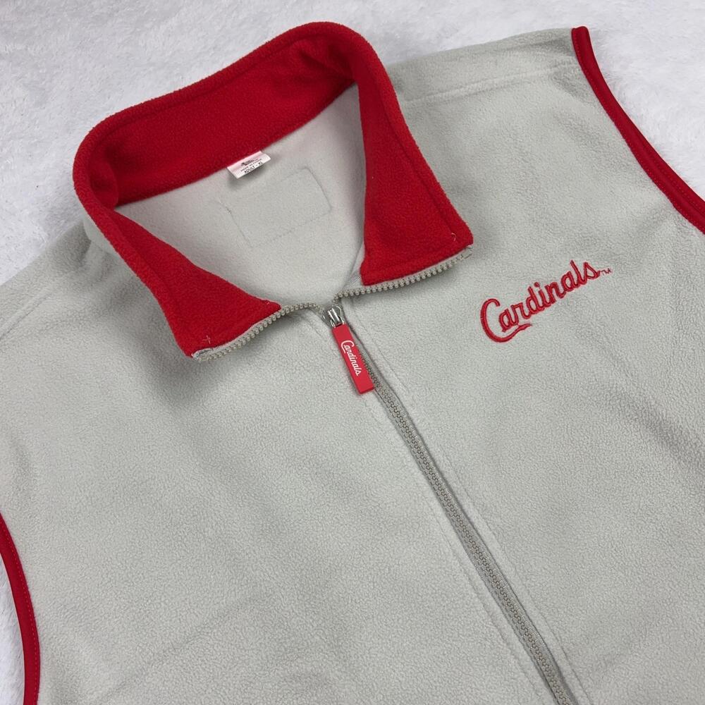 St. Louis Cardinals MLB Jacket Full Zip Sleeveless Adult XL Gray Red Baseball